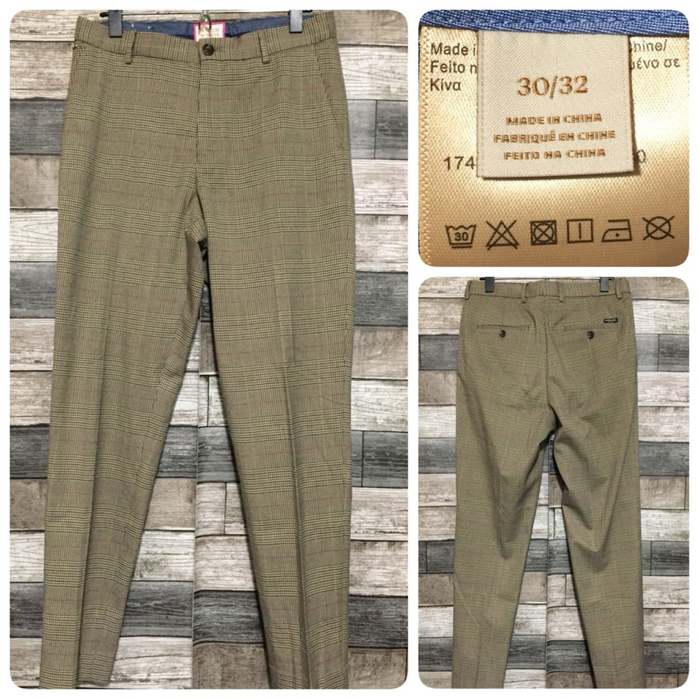 Scotch Soda Plaid Dress Pants Men’s 30x32 Brown Tan Slim Skinny (Read Desc)